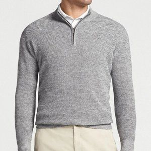 Peter Millar Crown Kitts Twisted 1/4 Zip Sweater Gale Grey MS22S05 Mens